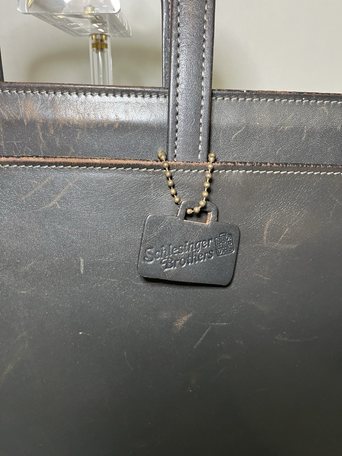 Vintage Schlesinger Brothers Black Leather Briefcase / Portfolio 1970’s-80’s