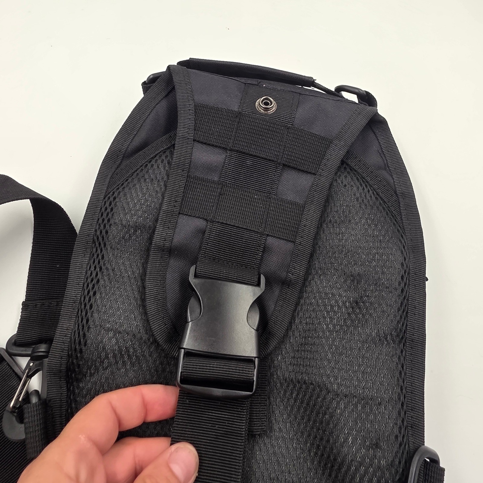 Black Tactical Sling Bag MOLLE Messenger Shoulder Pack Utility EDC Gear