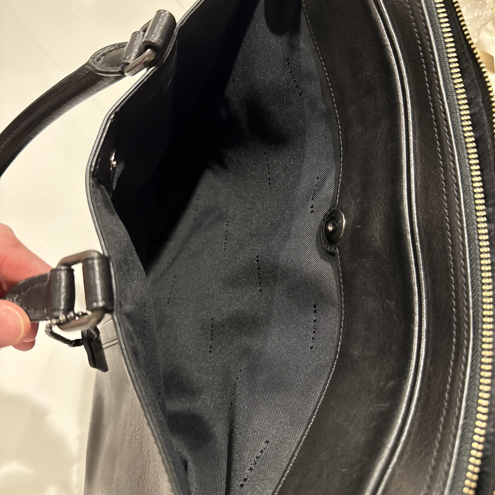 COACH Bag/Briefcase Men’s Leather Black 24776 Metropolitan Slim Vintage