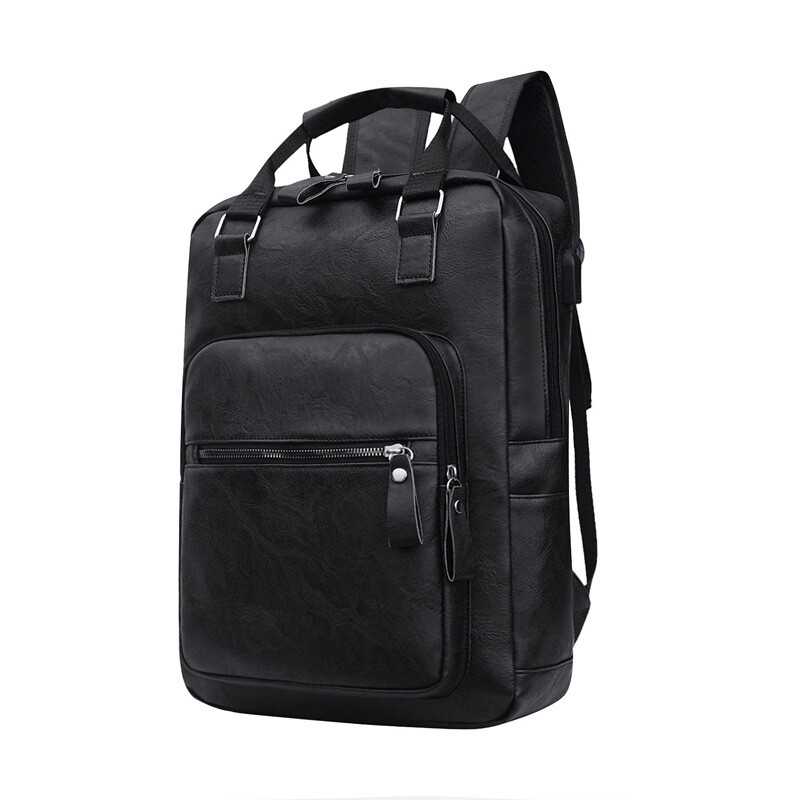 Mens Backpack Leather Laptop Bag Business Working School Bag