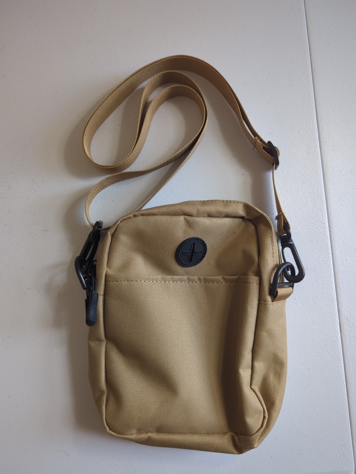 Men’s 7×9 Basic Street Crossbody Wallet Bag Tan Nylon Adjustable Strap