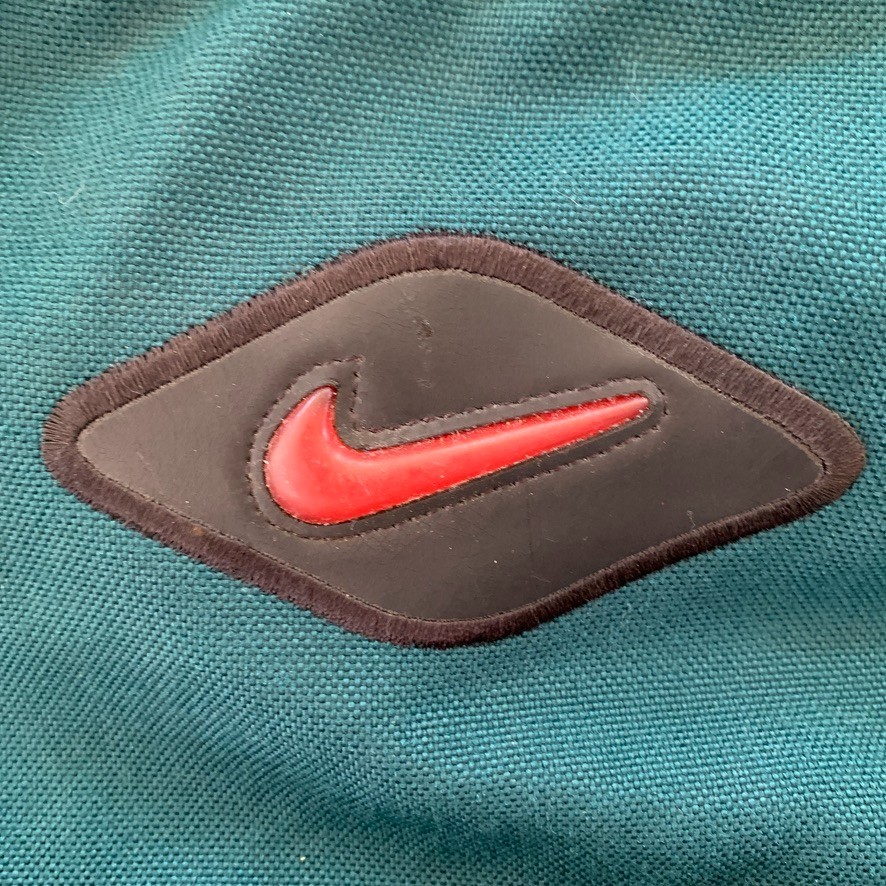 Vintage Y2K Nike Leather Suede Bottom Retro Green Backpack Bag Center Swoosh 90s