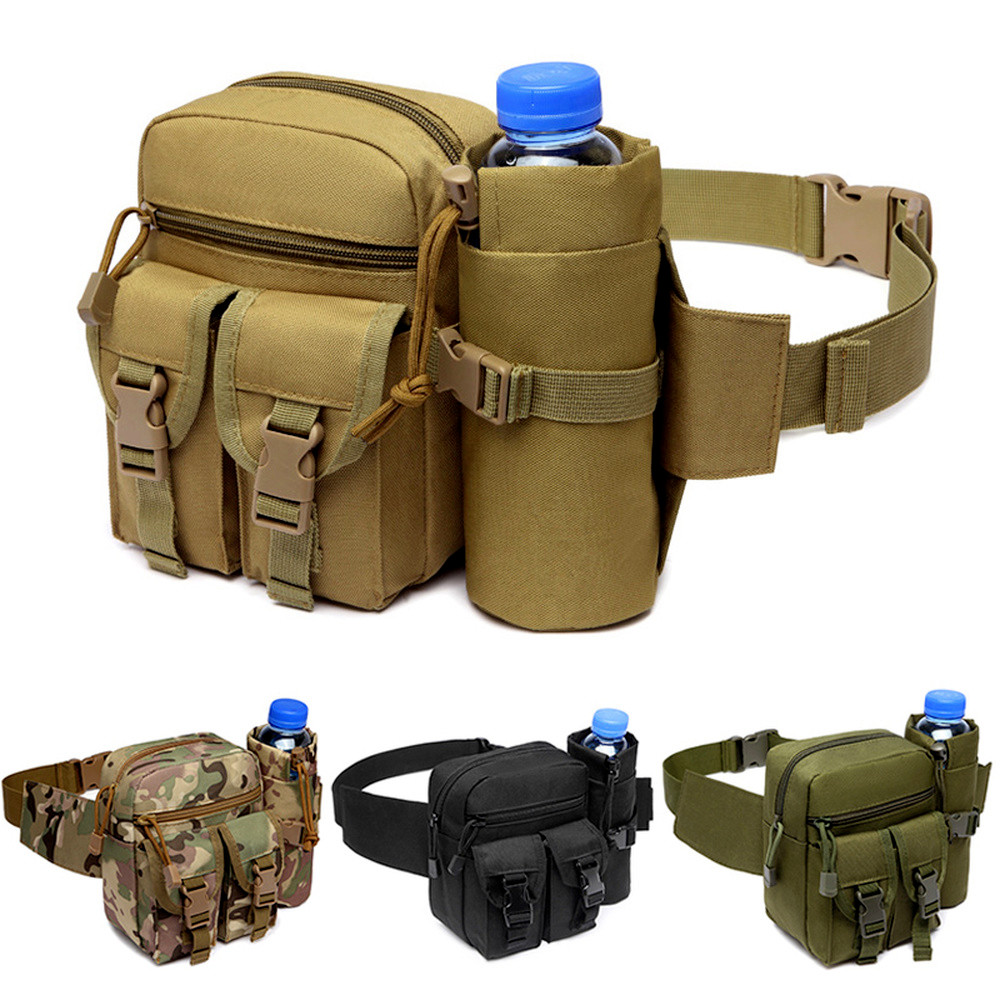 Tactical Waist Pack Pouch With Water Bottle Pocket Holder Waterproof Fanny Bag