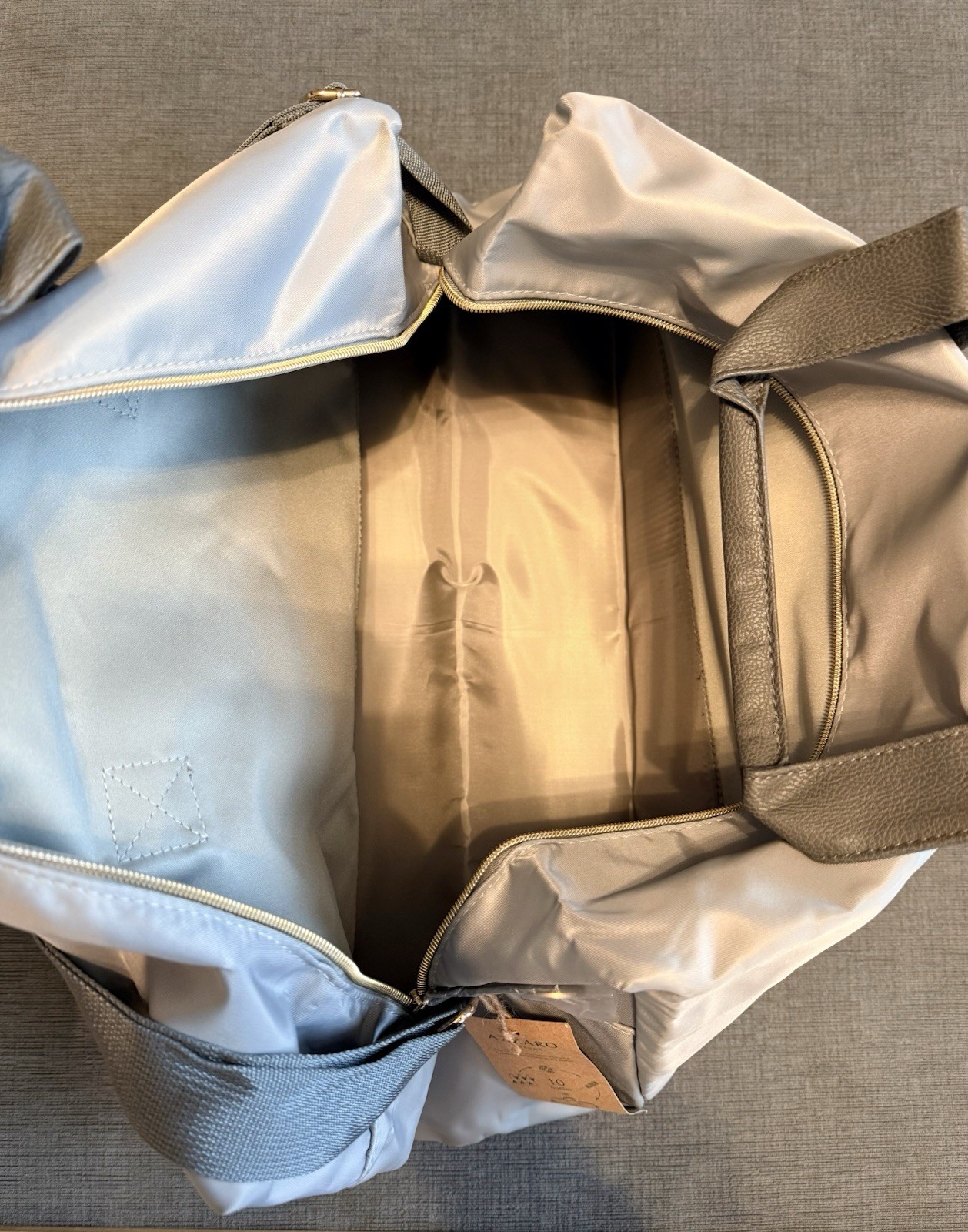 AZZARO Gray Weekend Travel Duffle/Gym Bag 100% Recycled Material NEW