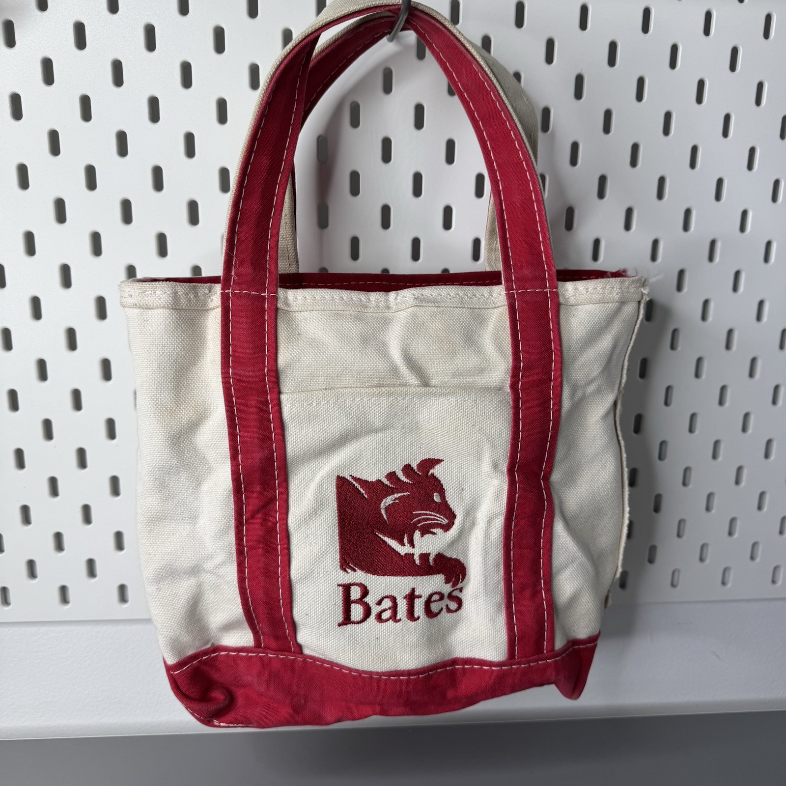 Vintage LL Bean Bates University Boat & Tote Canvas Bag Red USA Small 12x10x5