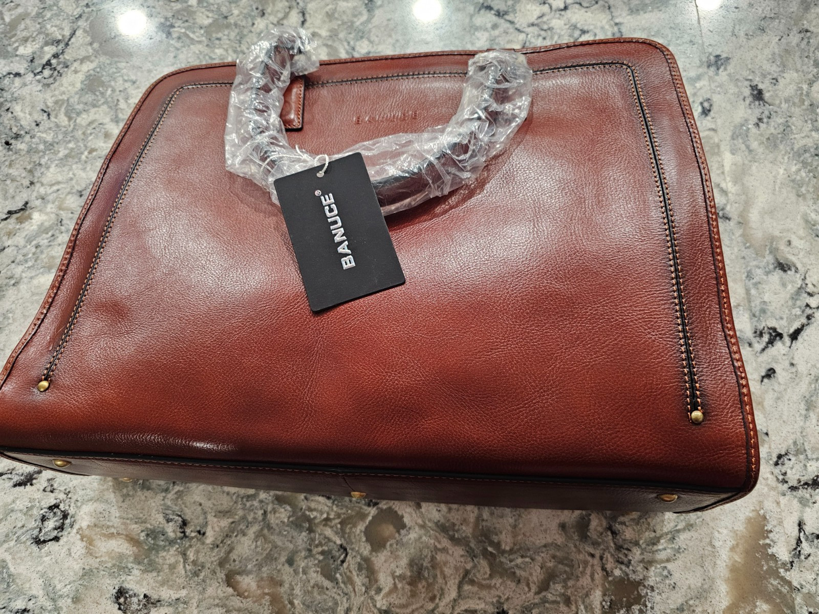 Banuce Vintage and Stylish Genuine Full Grains Italian Leather Briefcase NWT