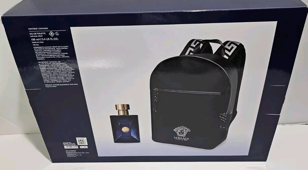 Versace Mens DYLAN BLUE2-PC Gift Set Puor HommeToilette & Backpack Authentic NIB