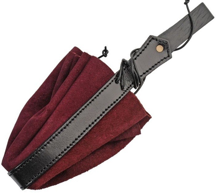 Medieval Drawstring Bag Purple 13.75″ Suede Construction With Black Cord Closure