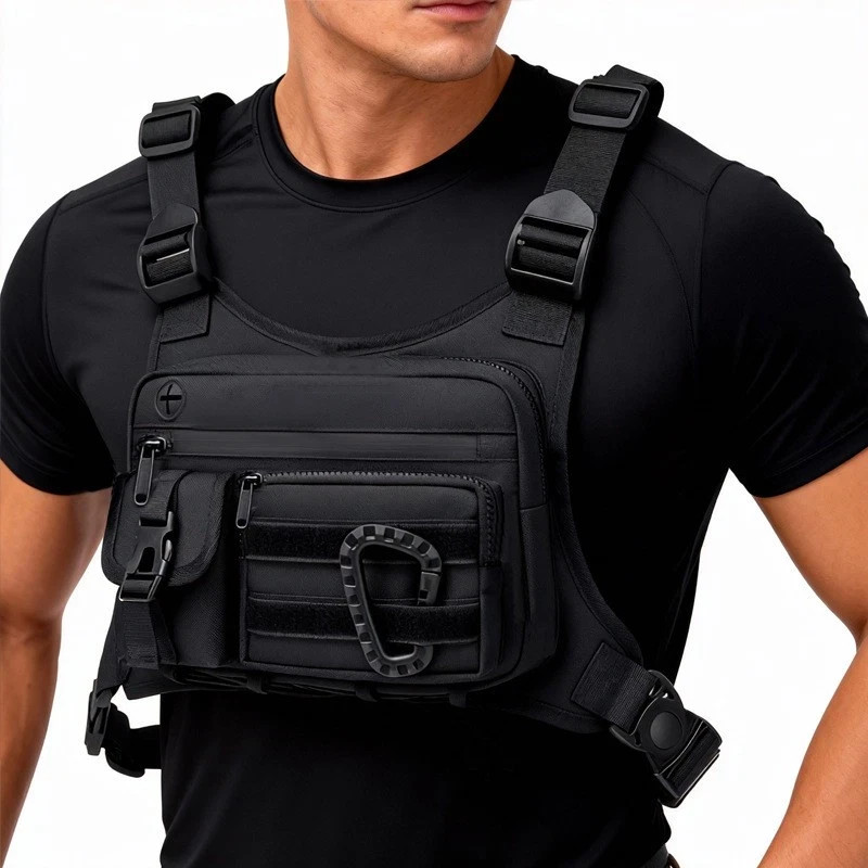 Sport Running Combat Chest Rig Bag Front Pouch Recon Kit Pack Protective Vest