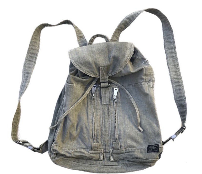 Vintage Porter Yoshida & Co Distressed Denim Drawstring Rucksack Backpack