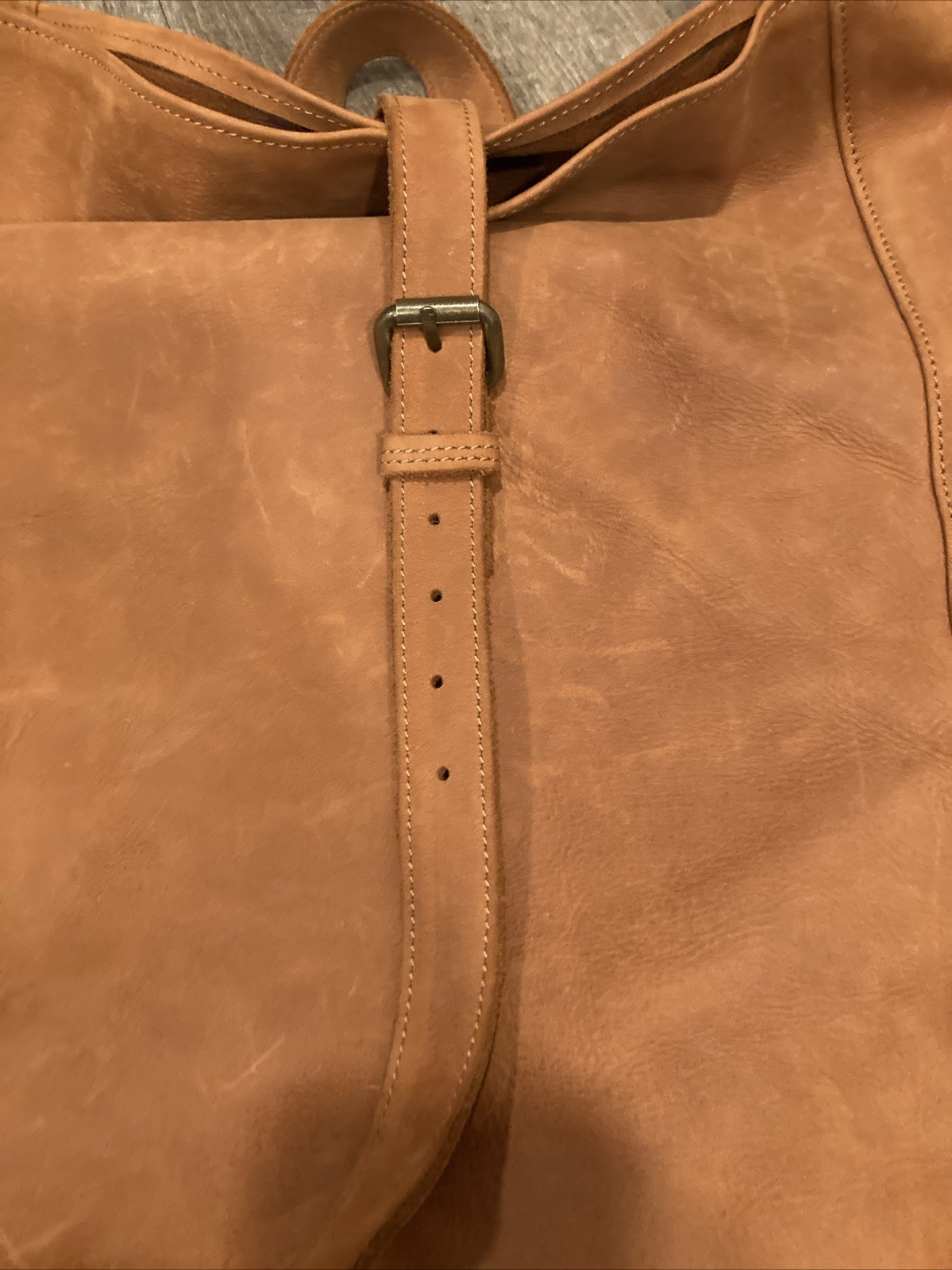 One Mill & Bull Roll Top Backpack Leather Tan Brown Bag