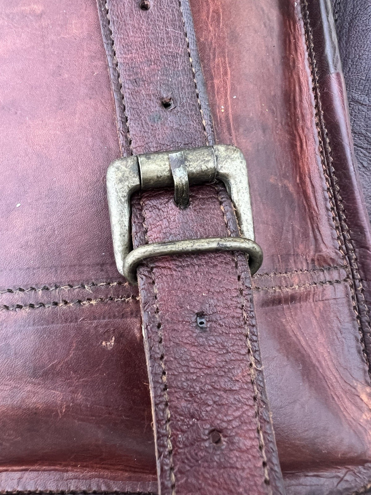 Vintage Leather Messenger Bag Briefcase Laptop Fabric Interior 13″x 10″x 4″