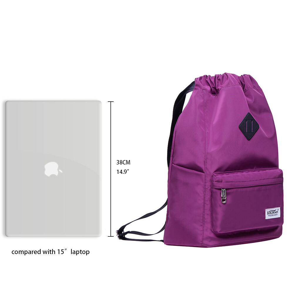 KAUKKO Water-proof Solid Color Drawstring Backpack School Backpacks Travel