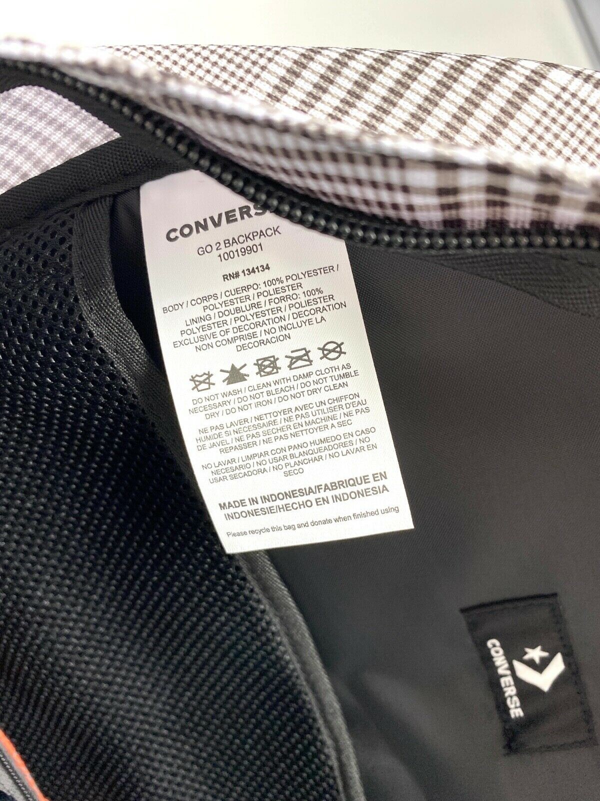 Converse Go 2 Patterned Check Backpack 24 Liter Capacity, 10019901-A01