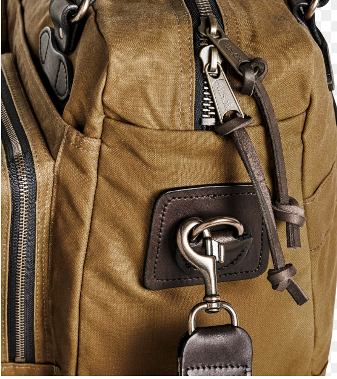 Filson Tin Cloth 48-Hour Briefcase Leather Dark Tan Waxed Cotton Canvas New