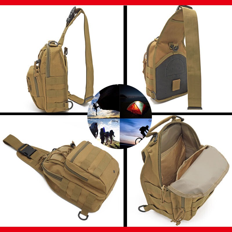 Mens Backpack Tactical Sling Shoulder Bag Molle Travel Chest Pack Outdoor Hiking