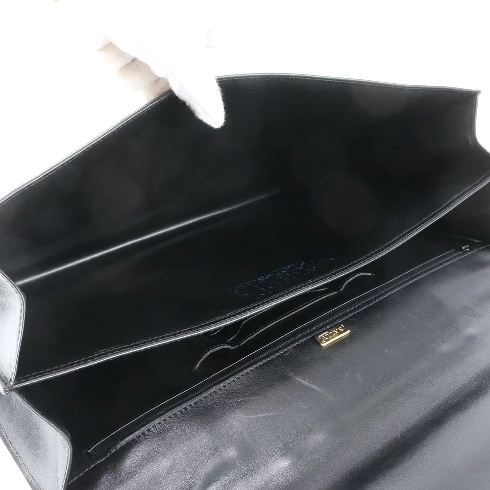 Bally Briefcase Handbag Clutch Bag Business Leather Black 40x30x6cm pre-owned