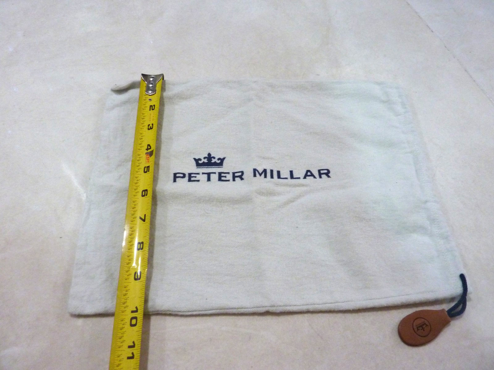 Peter Millar Drawstring Dust Storage Shoe Bag White 13 X 10”