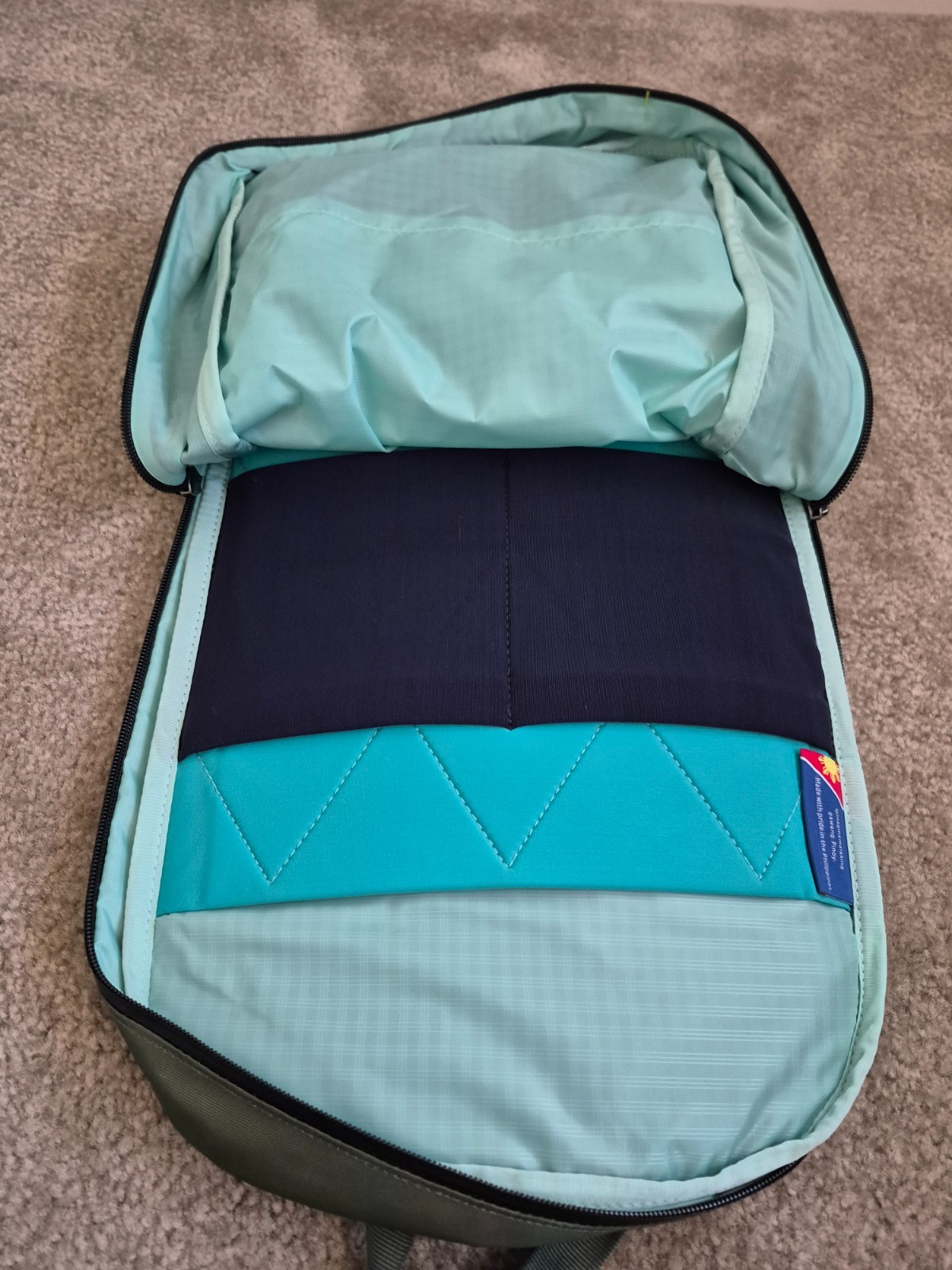 backpack Cotopaxi bag green teal nylon trekking laptop travel rain Vaya 18L