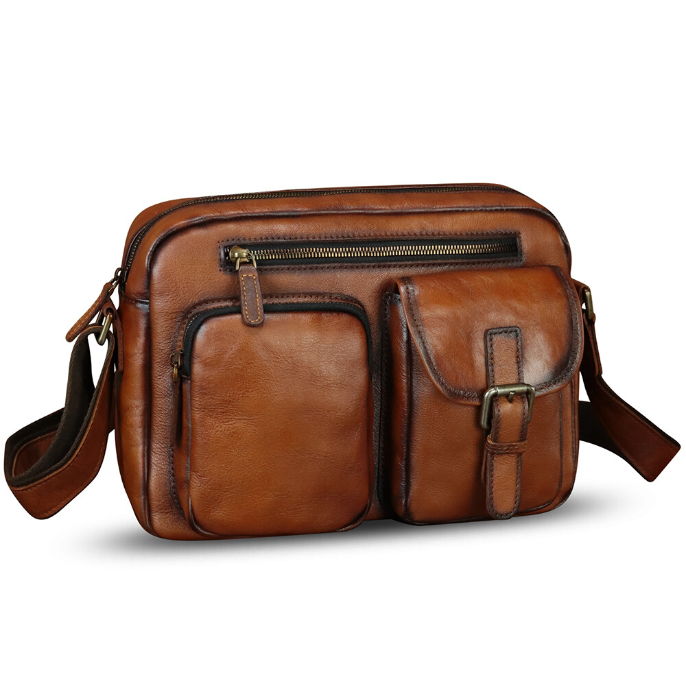Genuine Leather Large Messenger Bag and Briefcase Purse for Men Shoulder Bag