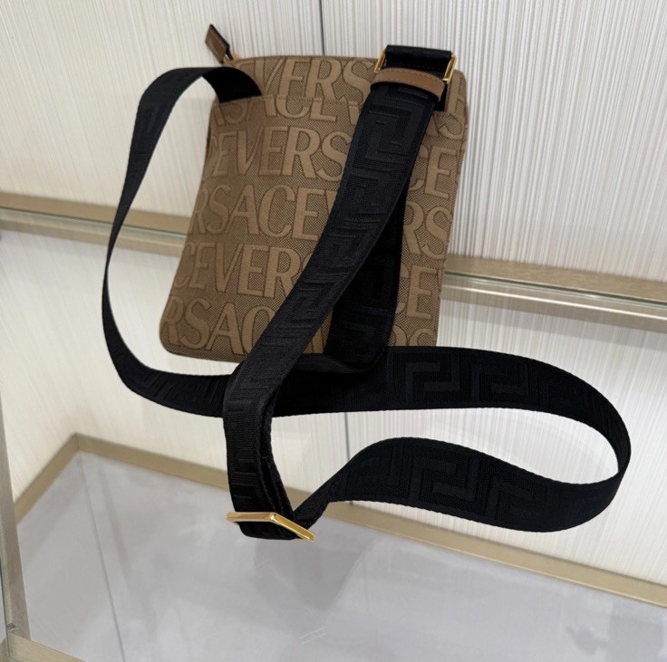 Versace 1020745 La Medusa Canvas Fabric Logo Crossbody All over Bag $850