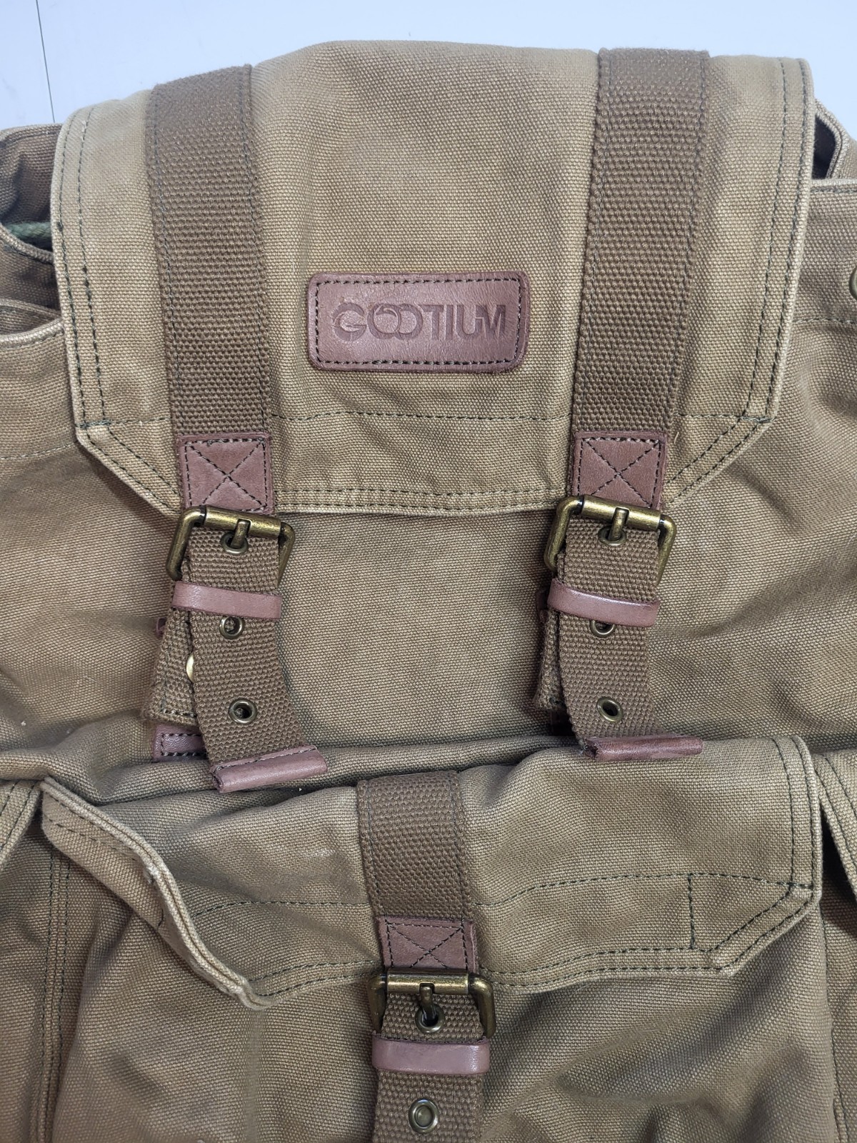 GOOTIUM 21101AMG High-Density Canvas Backpack Rucksack Large Field Tan Preowned