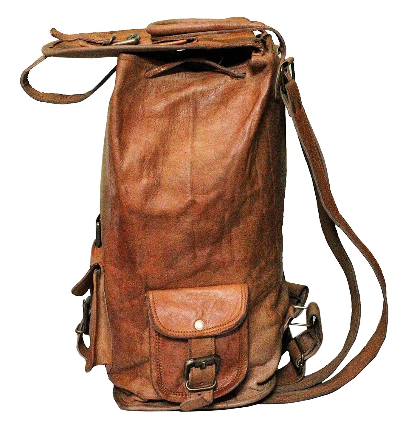 20″ Luxury Leather Backpack Bag Laptop Rucksack Vintage Genuine Travel Men