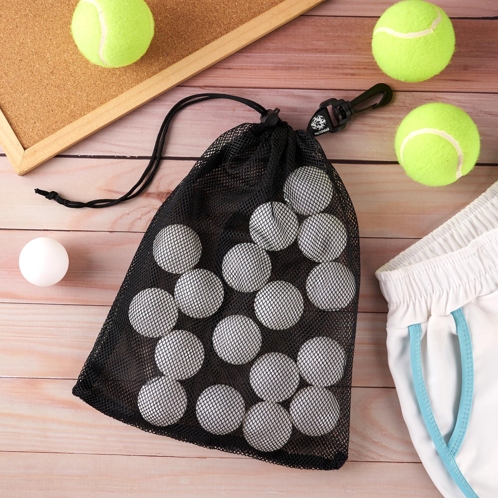 4 Pack 8×11″ Black Mesh Drawstring Bag with Clip for Snorkeling Foraging