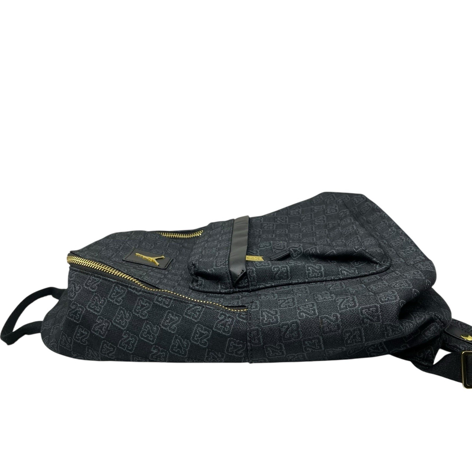 Jordan Monogram Backpack Mens 25L Black Gold Zip Jumpman 23 School Travel Bag
