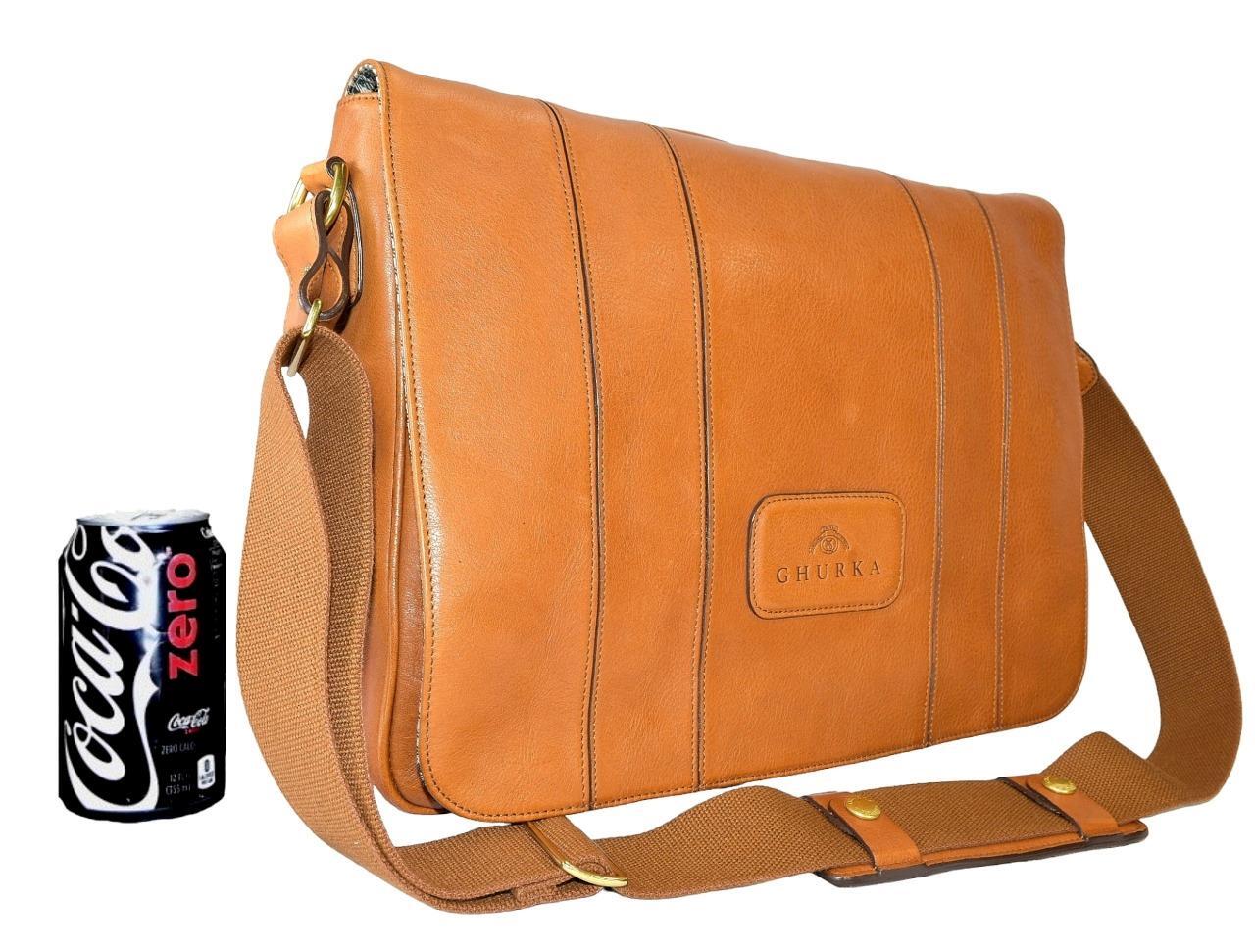 Vintage Ghurka Burnt Orange Lambskin Leather Full Flap Briefcase Messenger Bag