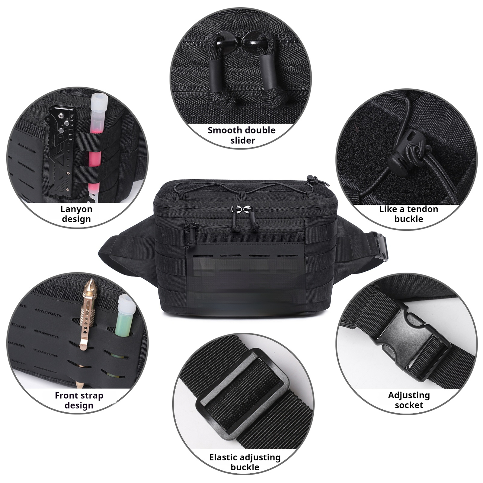 Men Tactical Waist Pack Multifunctional Waterproof Chest Bags for Outdoor Sports