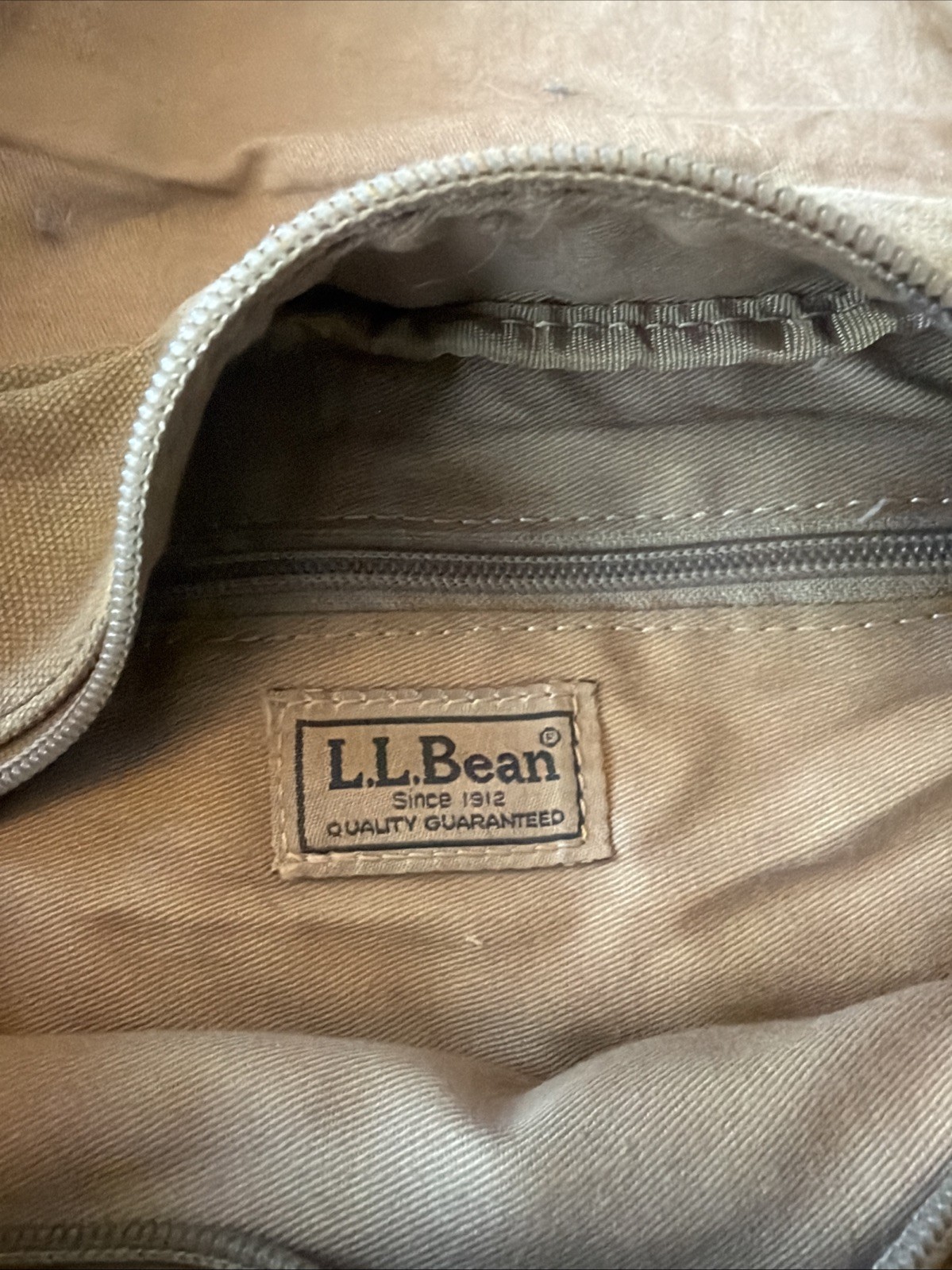 LL Bean Leather Canvas Crossbody Messenger Bag Flap Distressed Field Purse