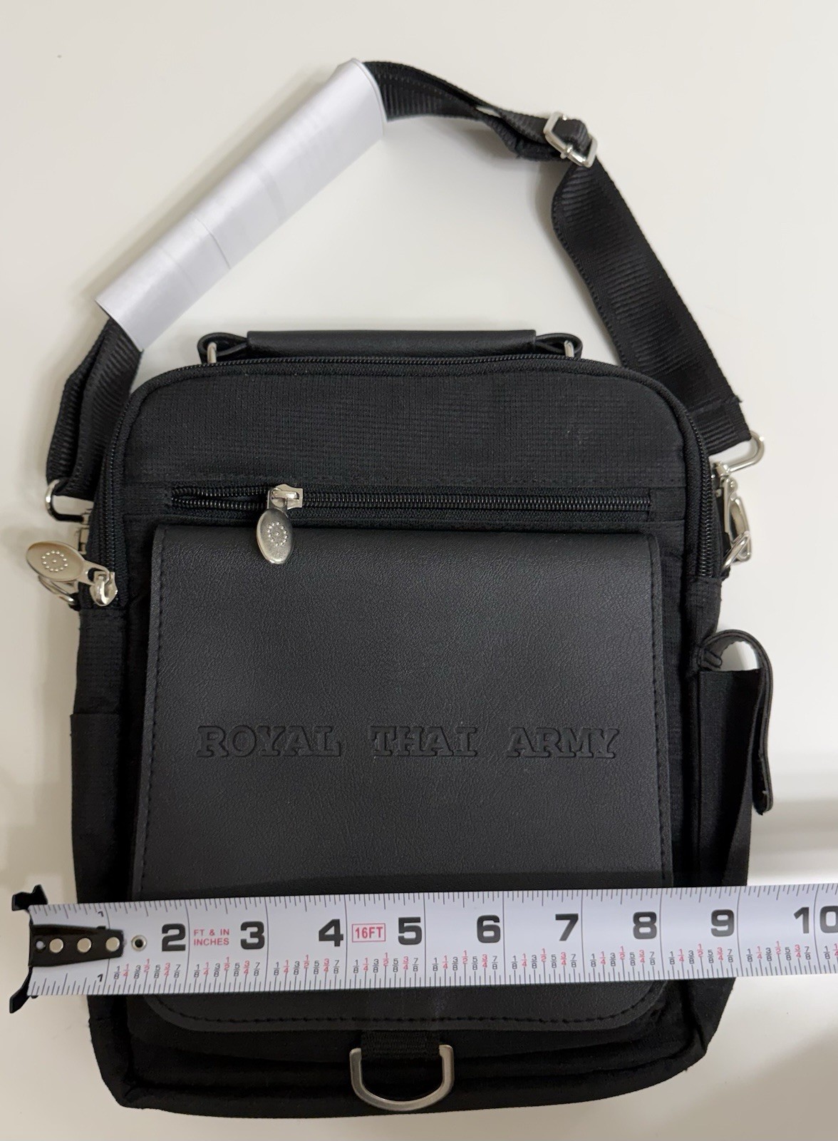 Royal Thai Army Black Men’s Medium Crossbody Bag Zip Adjustable Strap Pockets