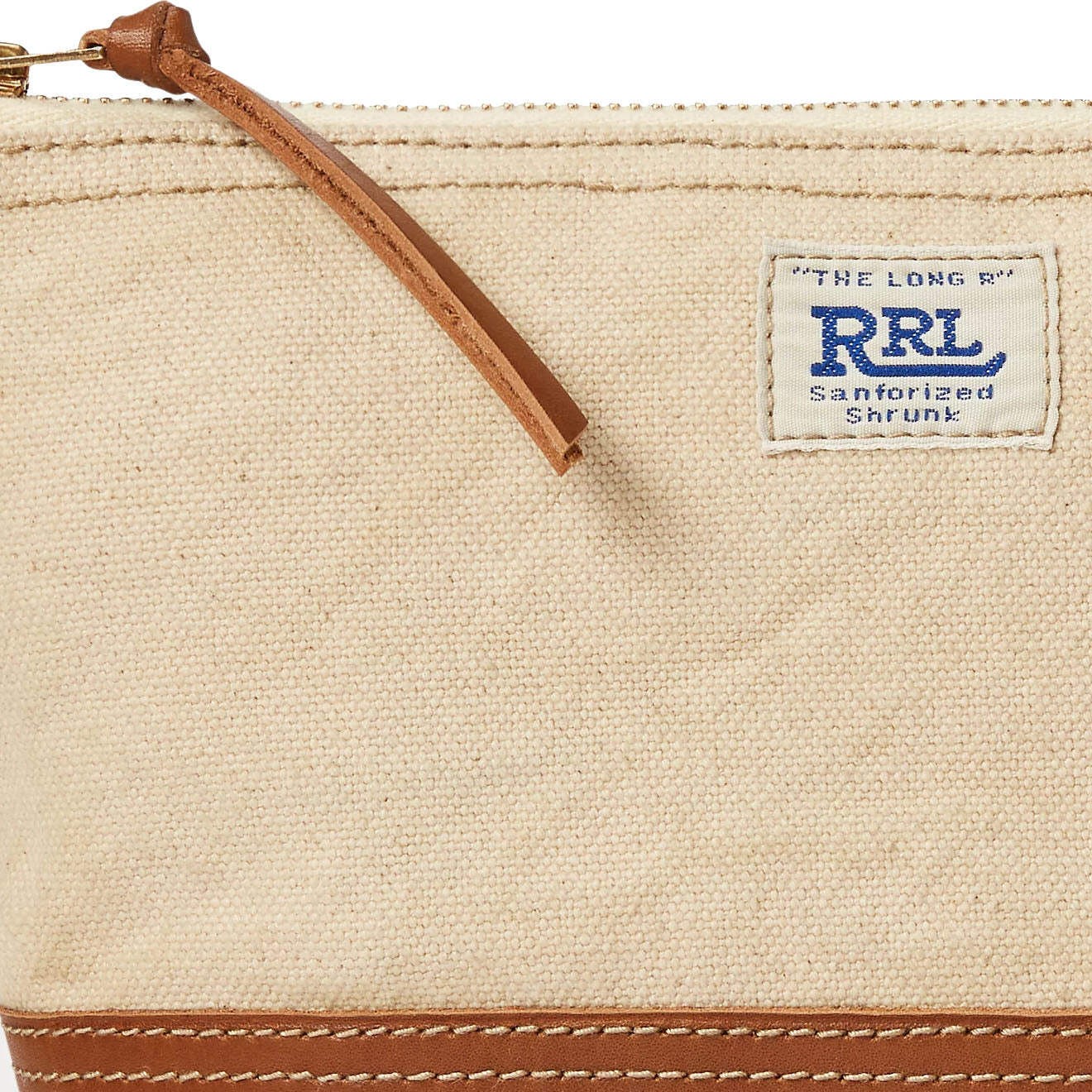 RRL by Ralph Lauren Leather-Trim Canvas Pouch Greige/Brown