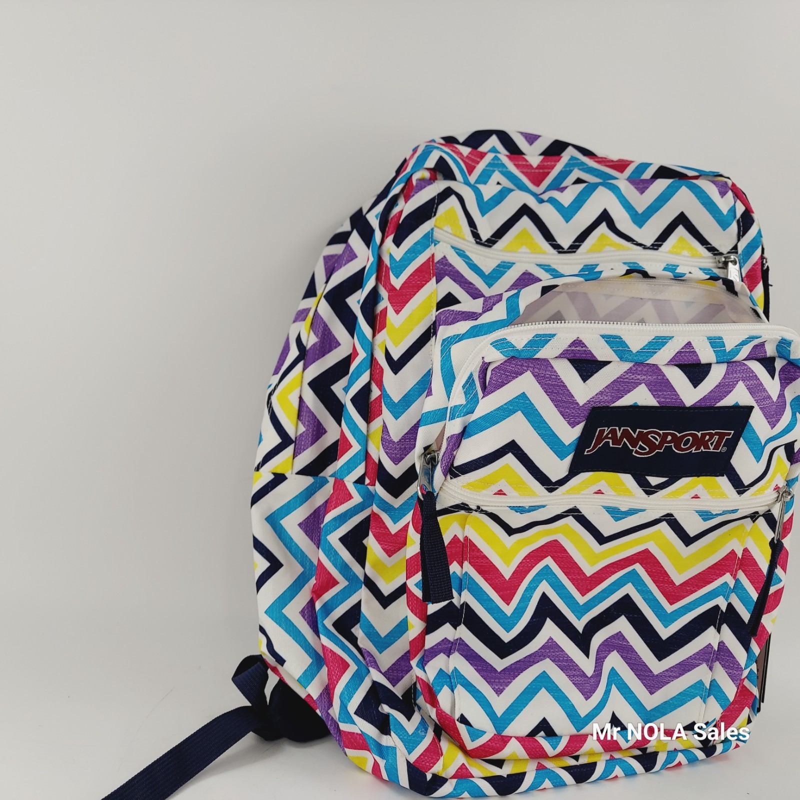 JANSPORT Colorful Rainbow Chevron Large Student Schoolbag School Book Bag (NEW)
