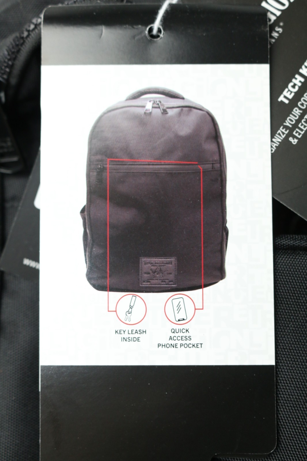$125 True Religion Commuter Backpack Black Laptop/Travel~Bonus Tech Kit~TR104863