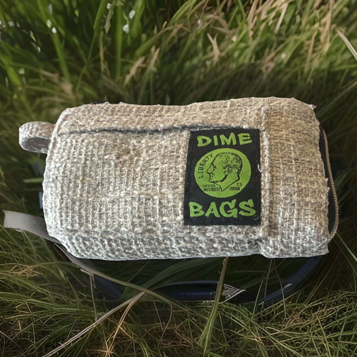 Dime Bags Gray/Black Makeup Bag Zip Pouch with Zipper Closure