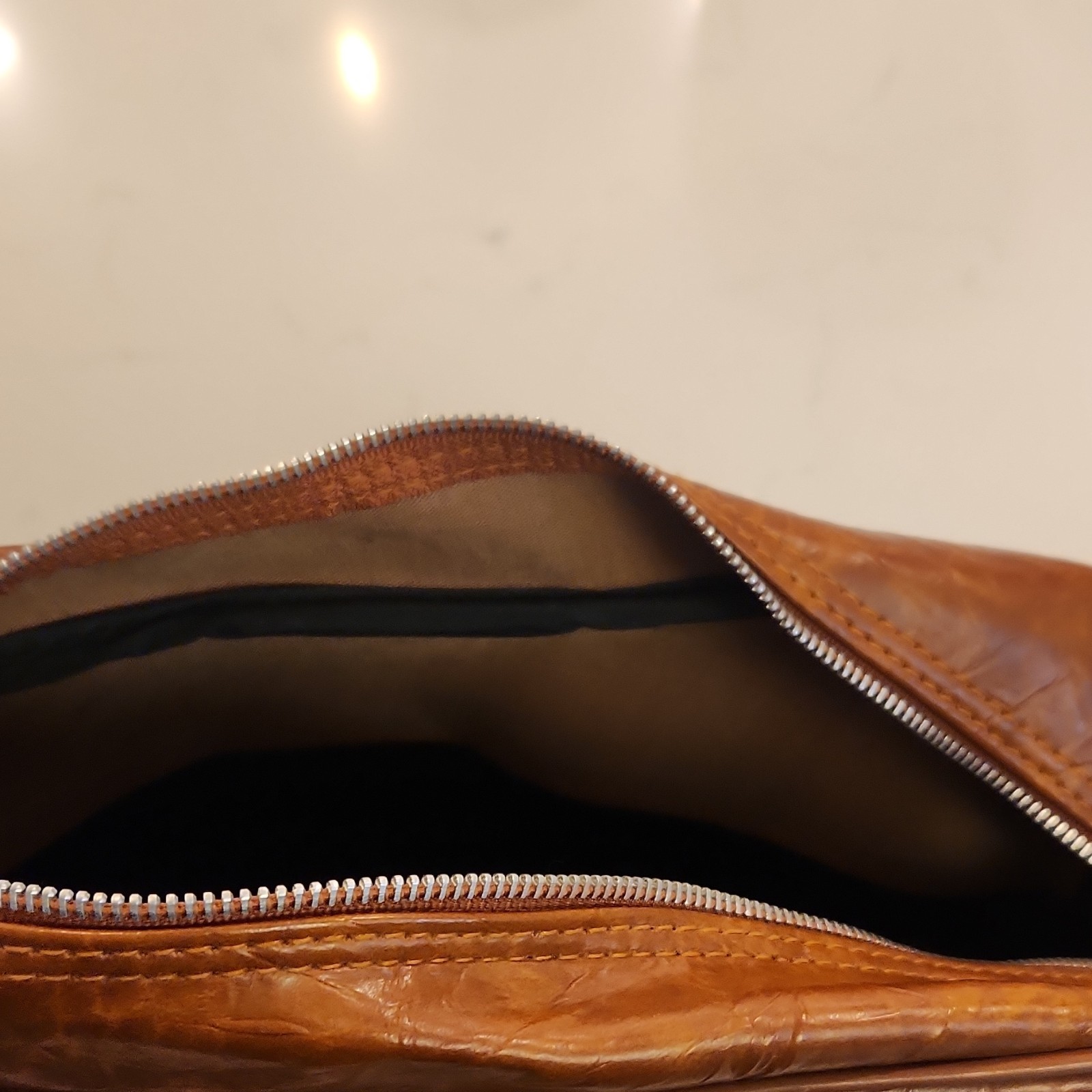 Brown Men’s Messenger Bag with Shoulder Strap, Zipper and Buckle Closures