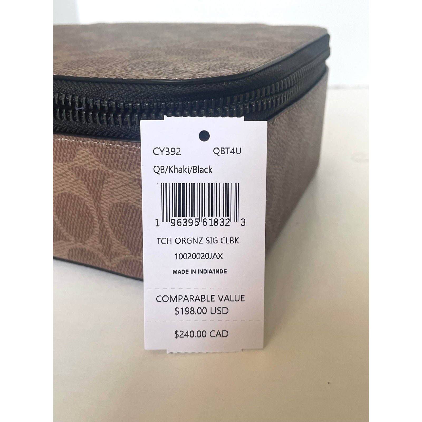 Coach Tech Organizer CY392 Colorblock Signature Canvas Travel Case Khaki