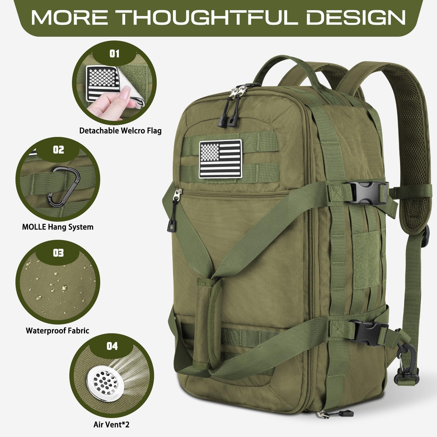 Gym Bags for Men, Large Tactical Duffle Backpack with Shoe Compartment, 3 in …