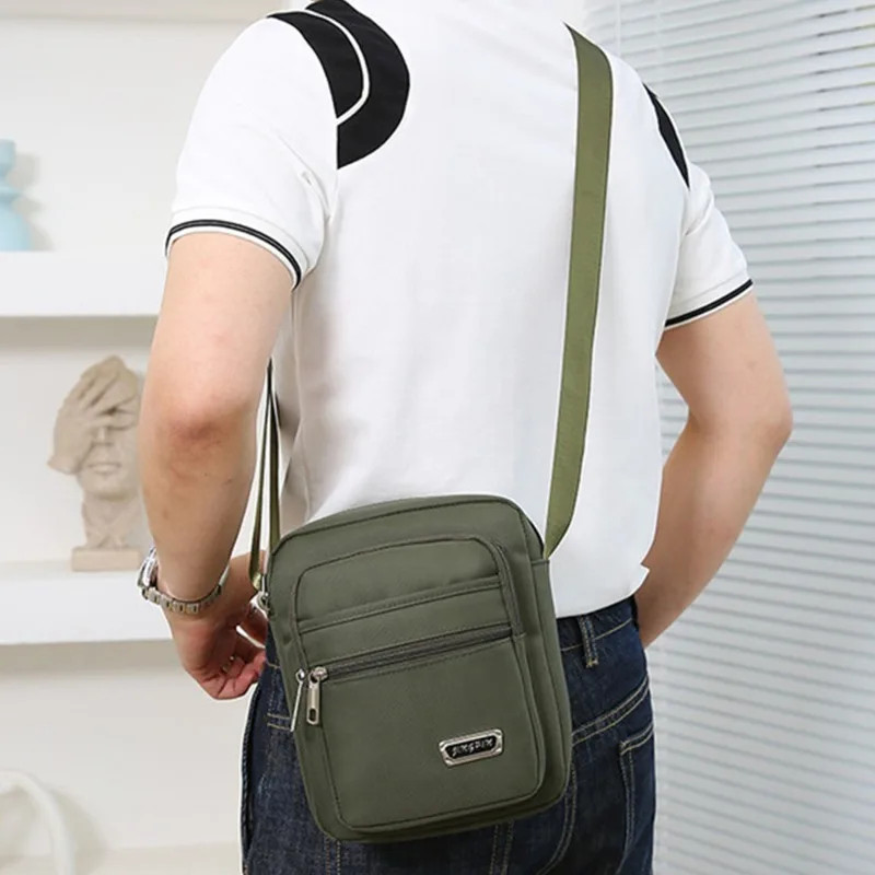 Men’s Nylon Shoulder Bag Business Leisure Large Capacity Portable Handbag Multi
