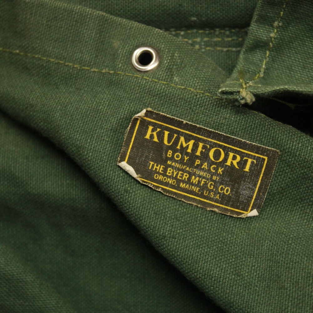 Retro KUMFORT boy pack made Orono Maine The Byer MFG Co Green Canvas Backpack