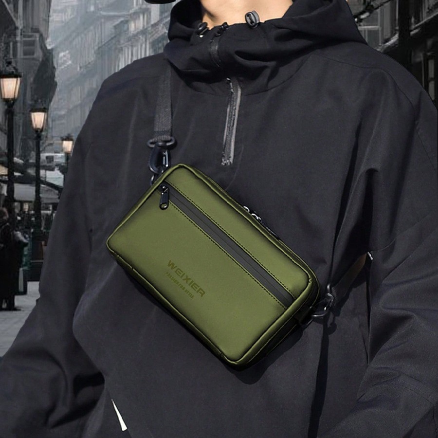 Trendy men’s shoulder bag, small square fashion-brand bag, men’s business bag