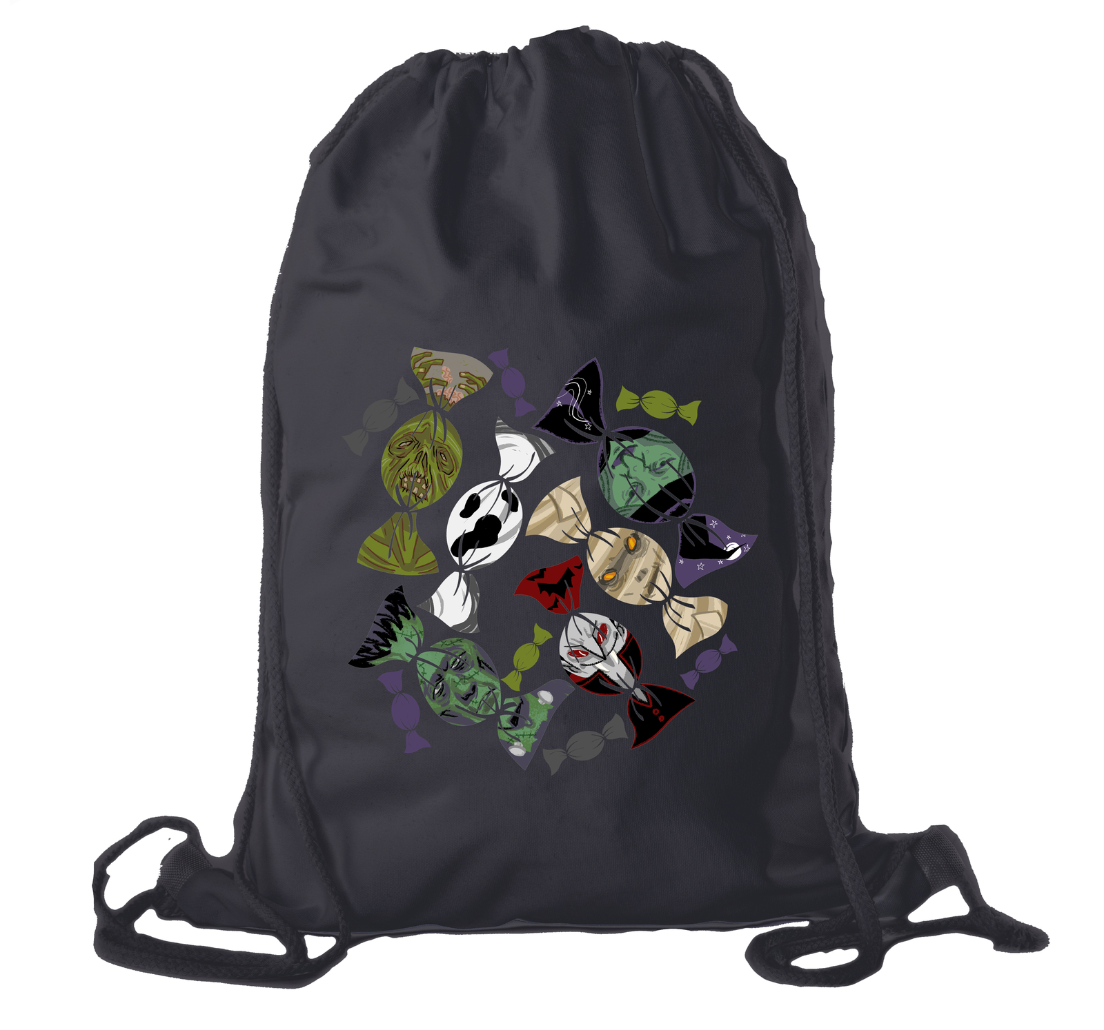 Candy Monster Jumble Custom Bags, Halloween Treats Bags, Funny Party Cotton Bags