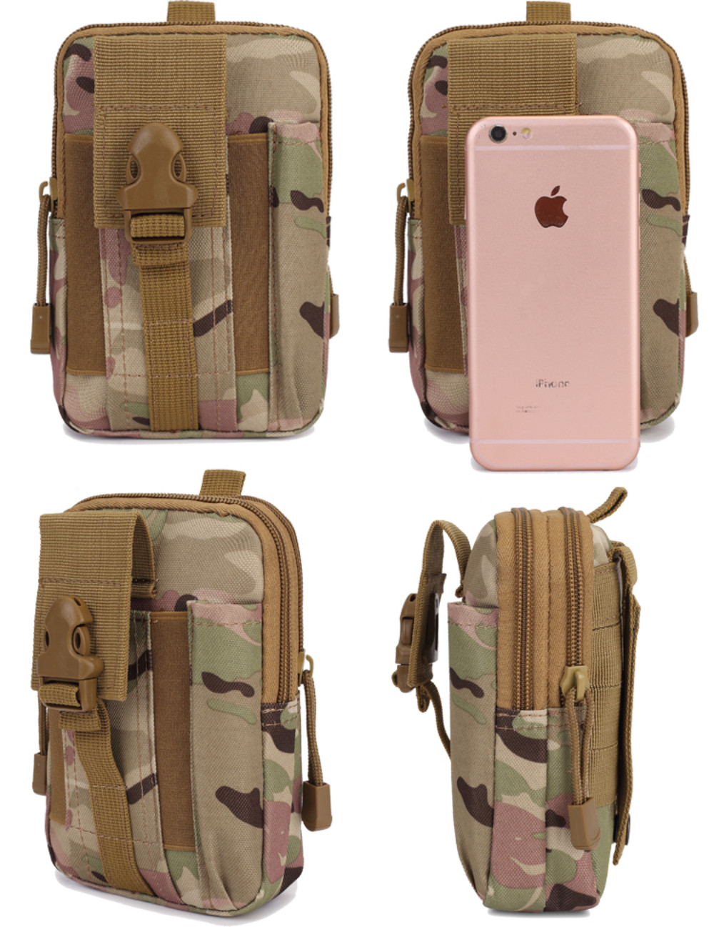Universal Tactical Molle Cell Phone Holster Pouch Waist Pack Belt Bag Camo Case