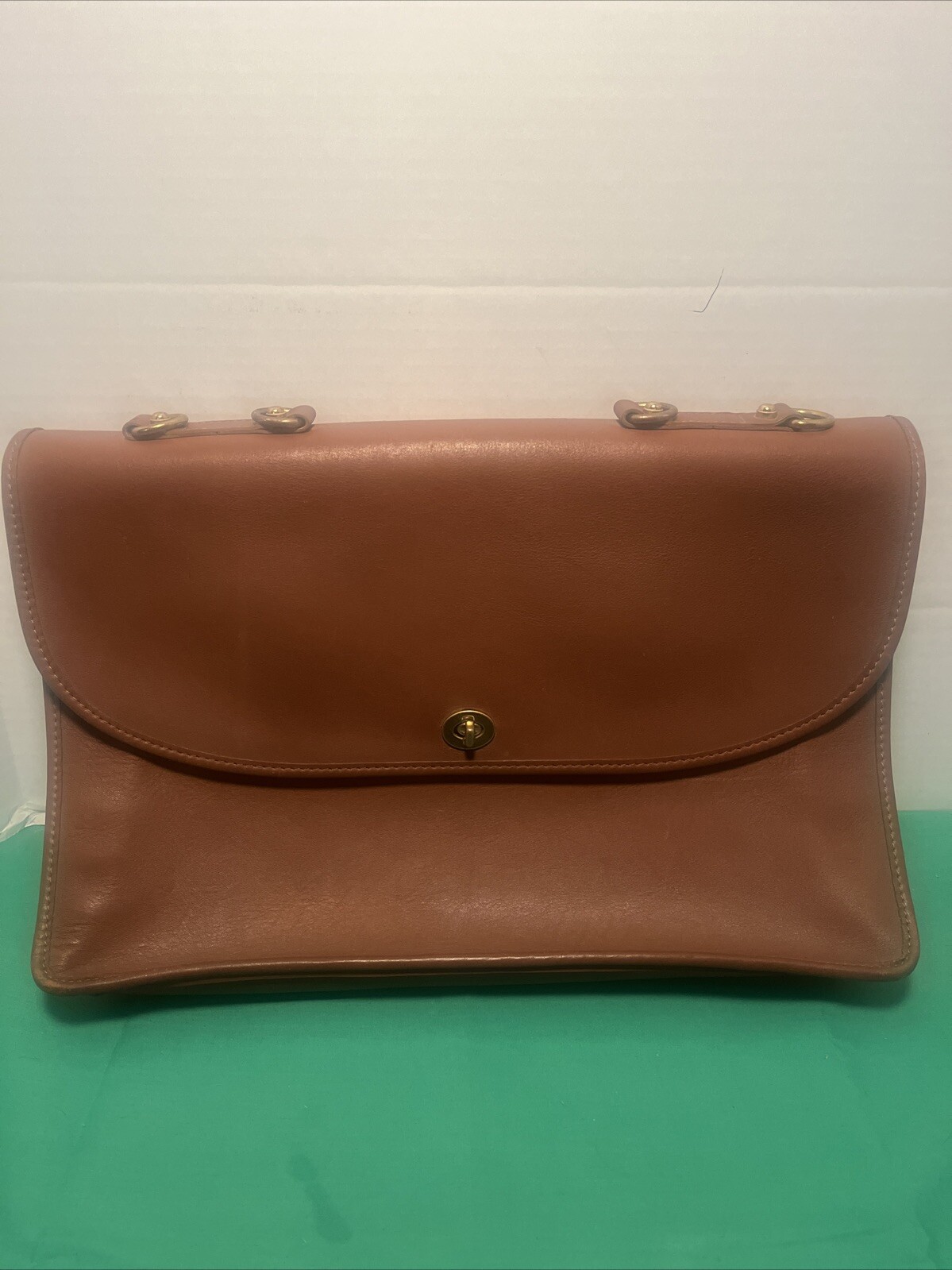 Schlesinger Leather Brown Messenger Laptop Bag Briefcase USA MISSING STRAP