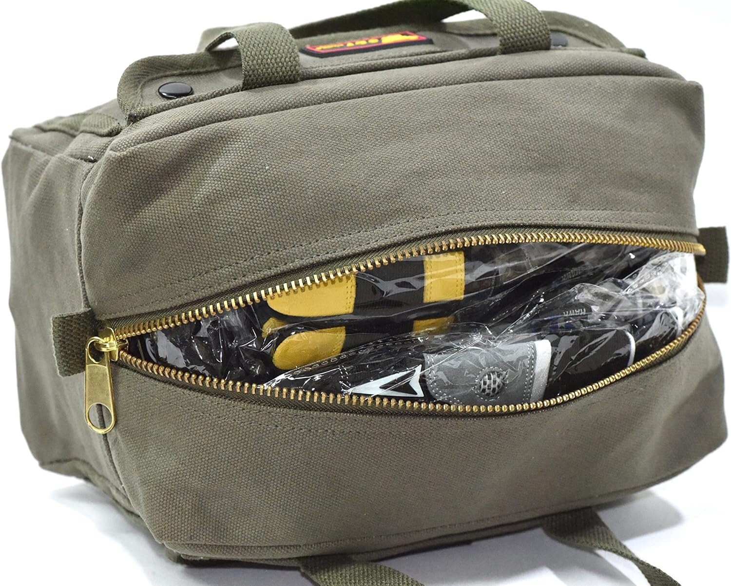 Versatile Canvas Tool Bag with Adjustable Strap – Olive Green Duffle, 11″x7″x6″