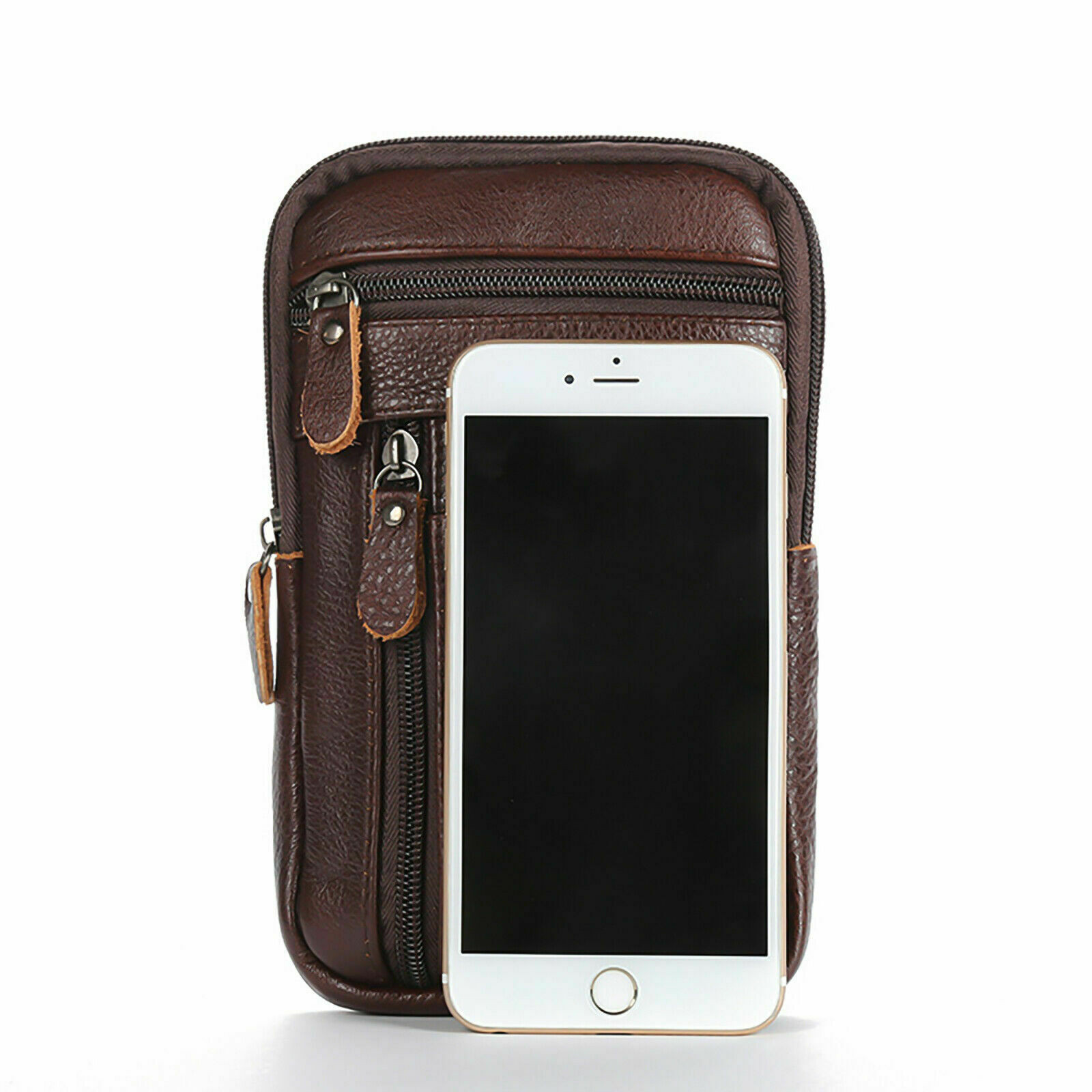 Leather Crossbody Shoulder Bags Men Belt Clip Phone Holster Case Belt Loop Pouch