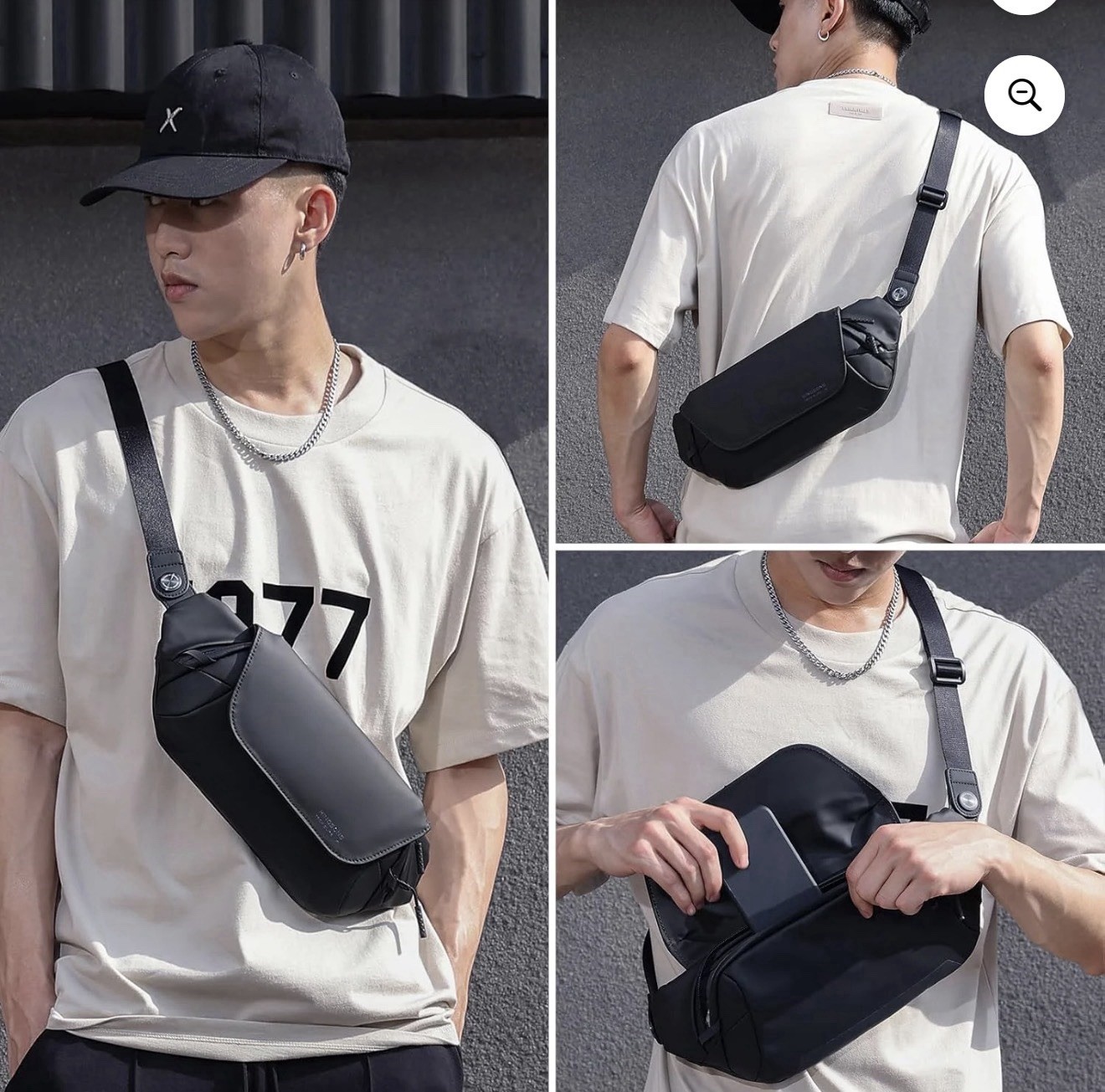 NEW Kingsons Waterproof Black Sling / Travel Bag XL Magnetic and Zip Closure