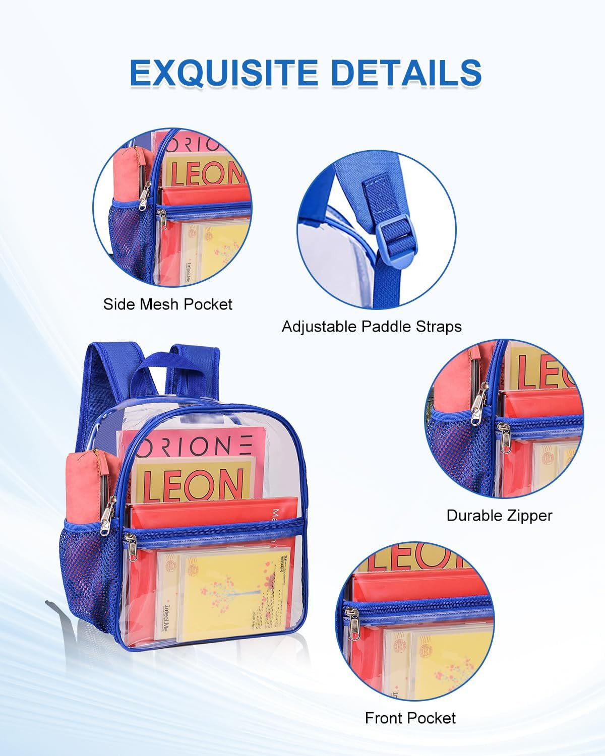 Clear Backpack for Stadium Events, 12X12X6 Small Clear Plastic Bag with Reinforc